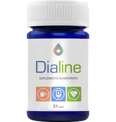 Frasco Dialine azul navy con suplemento para apoyo glucémico, berberina gymnema canela cromo y aloe vera, 21 cápsulas