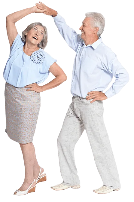 Pareja adulta sonriendo con movilidad recuperada tras uso continuado de Flexacil Ultra